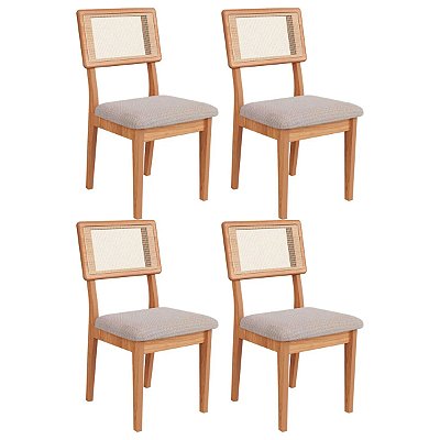 Conjunto 4 Cadeiras Sala de Jantar 100% MDF com Tela Freijó