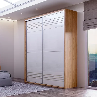 Guarda-Roupa 179cm 2 Portas de Correr 2 Gavetas e Cabideiro em MDF