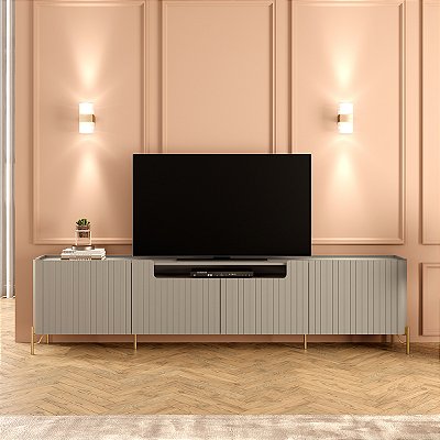 Rack para Sala 260cm 4 Portas Brise em MDF e Pés em Metal