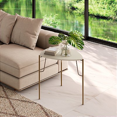 Mesa Lateral Alta 54cm em MDF e Pés de Metal
