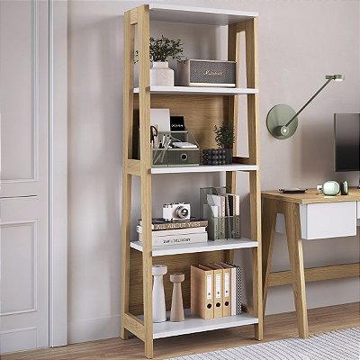 Estante Estilo Retrô 65cm com 5 Prateleiras Hanover e Off White