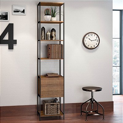 Estante Simples Industrial 45cm 4 Prateleiras 3 Gavetas Vermont/Preto