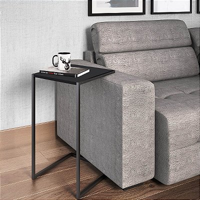 Mesa Lateral Quadrada Estilo Industrial 35cm Estrutura em Metal