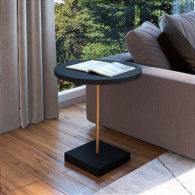 Mesa Lateral Baixa Estilo Industrial 45cm Base Quadrada