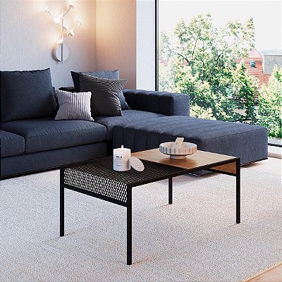 Mesa de Centro Estilo Industrial 80cm Estrutura em Metal