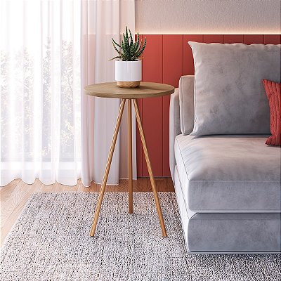 Mesa Lateral Média Retrô Industrial 35cm Estrutura em Metal