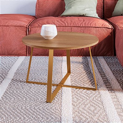 Mesa de Centro Estilo Industrial 60cm Estrutura em Metal