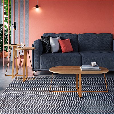 Conjunto para Sala de Estar 2 Mesas Laterais e Mesa Centro Industrial