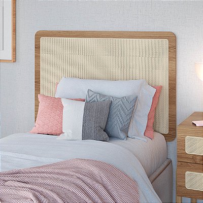 Cabeceira Retrô para Cama de Solteiro 90cm Palhinha Oslo