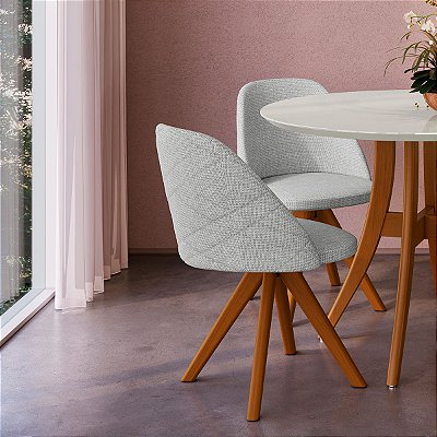 Cadeira Jantar 88cm Estofada 100% Madeira Imbuia e Cinza