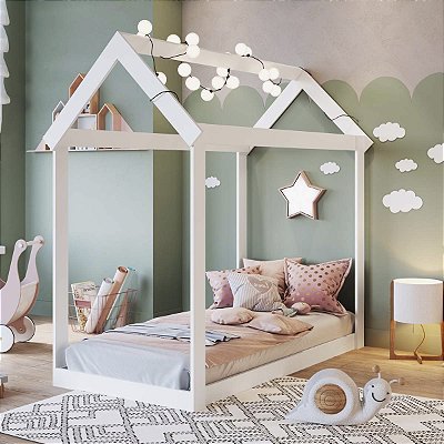 Cama Infantil Casinha Montessoriana 155cm Branca