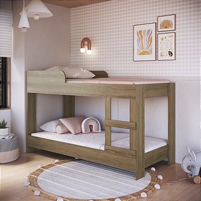 Beliche para Colchão Solteiro  195cm com Escada e Protetor