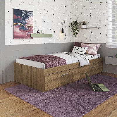 Cama de Solteiro 192cm com 2 Portas Basculantes Moderna