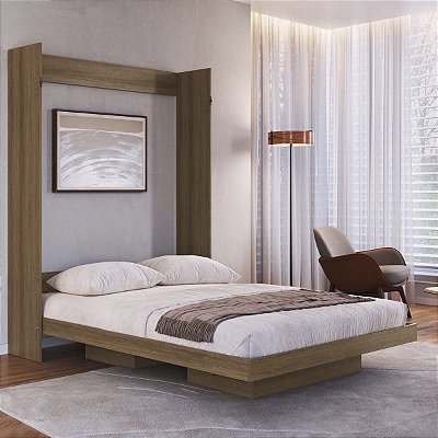 Cama de Casal 193cm Articulável Vertical com Nichos Moderna