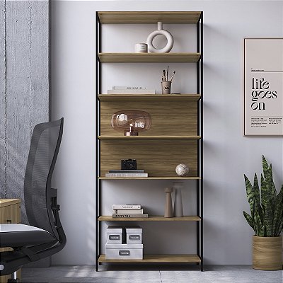 Estante 7 Prateleiras 211cm Escritório Home Office Moderna