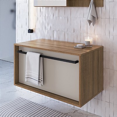 Gabinete para Banheiro Suspenso 80cm com Toalheiro Compacto