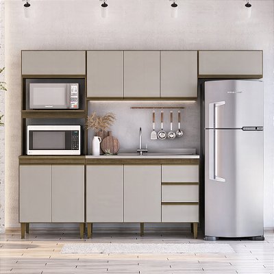 Cozinha Completa Moderna 2 Aéreos 1 Balcão 1 Torre 260cm