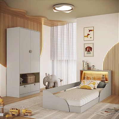 Quarto Infantil Montessoriana com Guarda-Roupa e Cama Lille Arenas