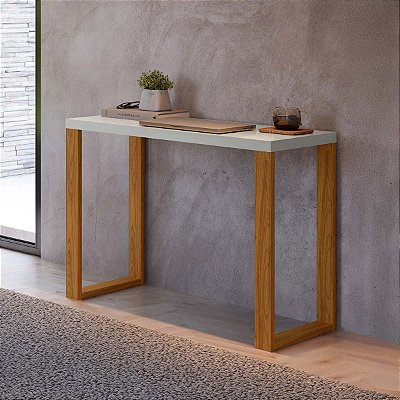 Mesa de Escritório 100% MDF Industrial 89,5cm Off White e Freijó