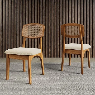 Conjunto 2 Cadeiras Sala de Jantar Moderna 100% MDF Tela Freijó CA40