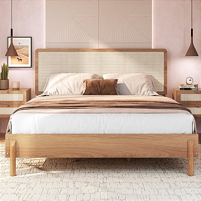 Cama de Casal Queen com Cabeceira Fixa 158cm e Palhinha Oslo Hanover