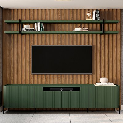 Conjunto Rack para Tv Brise com Prateleira e Painel 280cm 100% MDF
