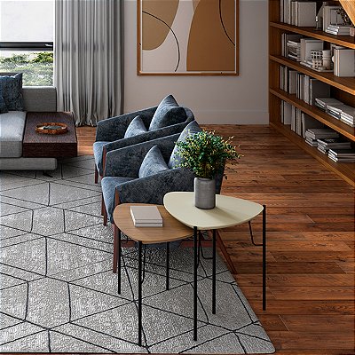 Conjunto 2 Mesas Laterais Modernas 100% MDF com Pés em Metal
