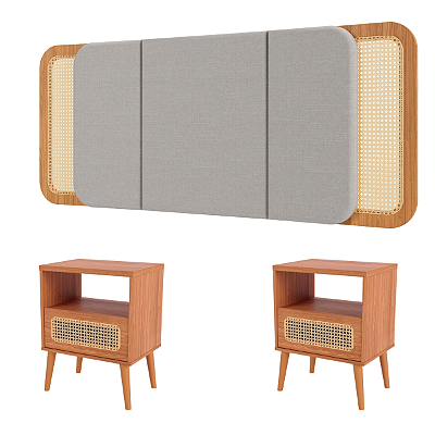 Conjunto Cabeceira Tela Natural 170cm e 2 Mesas De Cabeceira 100%MDF