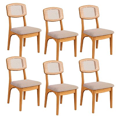 Conjunto 6 Cadeiras Estofadas Sala de Jantar com Palinha 100% MDF CA40