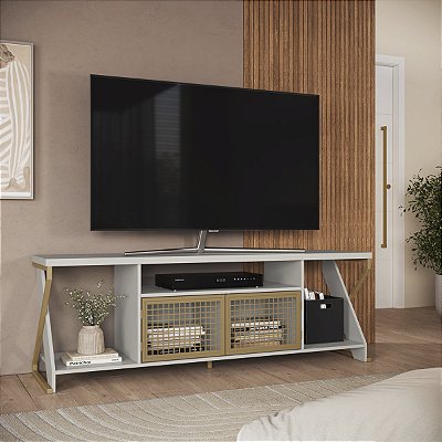 Rack para Tv até 65'' Industrial 180cm com 2 Portas 3 Nichos Arenas