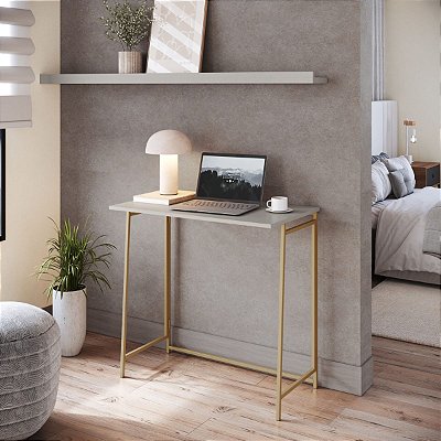 Mesa Escrivaninha Industrial Escritório Dobrável 80cm Estrutura Metal