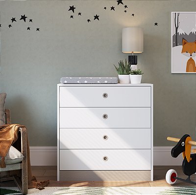 Cômoda Infantil Montessoriana com 4 Gavetas 73cm Branca
