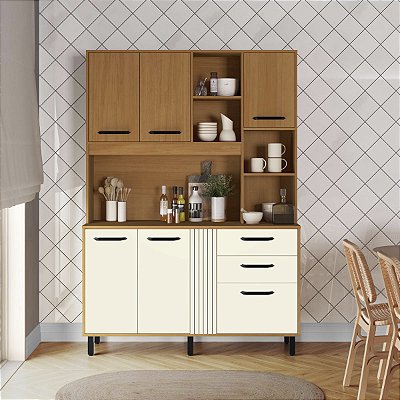 Conjunto de Cozinha Compacta Luna 140cm 6 Portas 2 Gavetas