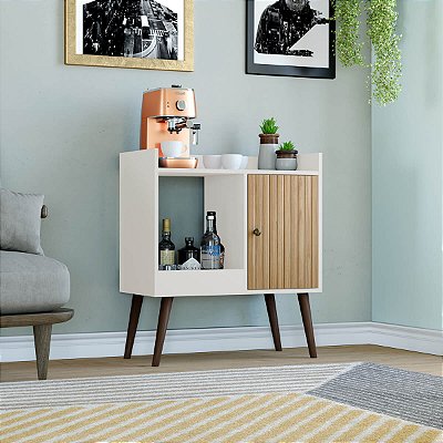 Aparador Buffet Estilo Retrô 70cm com 1 Porta e 1 Nicho