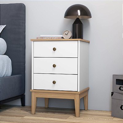 Mesa de Cabeceira Estilo Colonial 45cm com 3 Gavetas