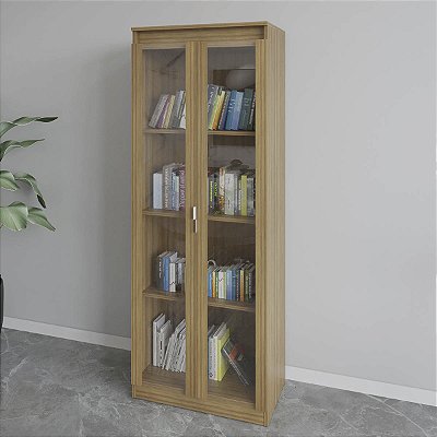 Armário para Escritório 160,5cm 2 Portas de Vidro 4 Prateleiras