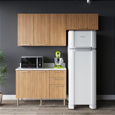 Cozinha Compacta Completa Dália 200cm 6 Portas 3 Gavetas