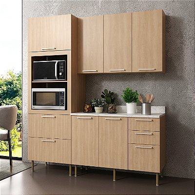 Cozinha Compacta Completa Tulipa 170cm 6 Portas 5 Gavetas