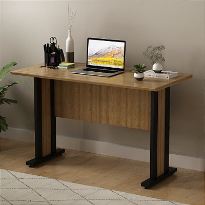 Mesa de Escritório Home Office 117x75,4cm Amêndoa com Preto