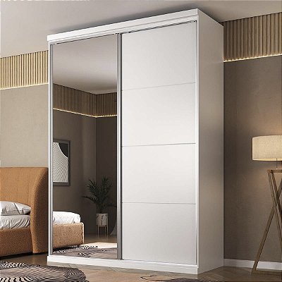 Guarda Roupa Sevilha 100% MDF 170,5x234,5cm 2 Portas de Correr com Espelho