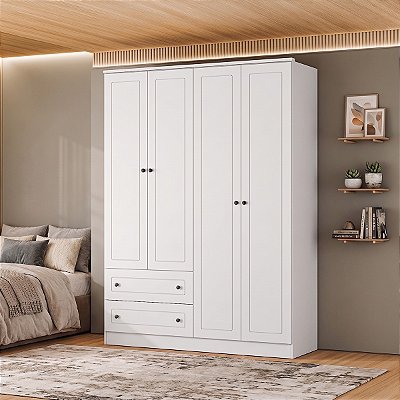 Guarda Roupa Fort em MDF 160,5x220,2cm com 4 Portas e 2 Gavetas