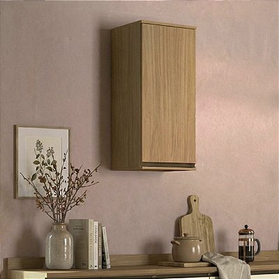Armário Aéreo de Cozinha Nova Dubai MDF 40cm 1 Porta Louro Freijó 3940