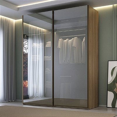 Roupeiro Veneto em MDF 183x230cm 2 Portas Reflecta com Led