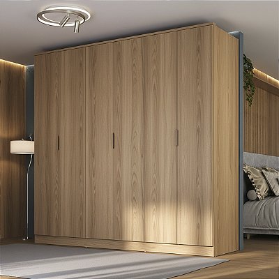 Guarda Roupa Ravi em 100% MDF 240x232,2cm 6 Portas 4 Gavetas com Led