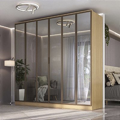 Guarda Roupa Ravi em MDF 240x232,2cm 6 Portas Reflecta