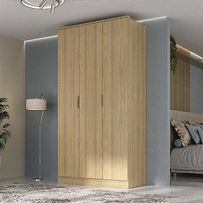 Guarda Roupa Ravi 100% MDF 3 Portas 2 Gavetas 120,5x232,2cm com LED