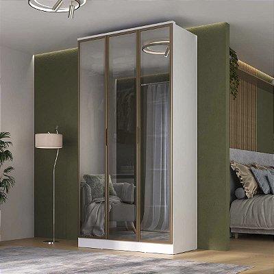 Guarda Roupa Ravi em MDF 3 Portas Reflecta 120,5x232,2cm