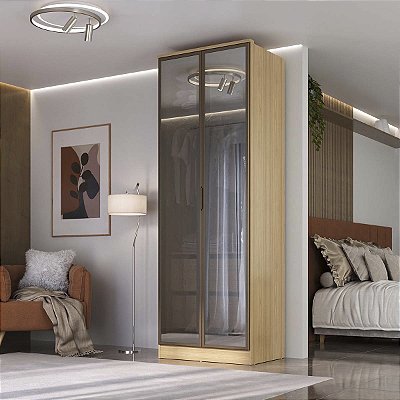 Guarda Roupa Ravi em MDF 81x232,2cm 2 Portas Reflecta