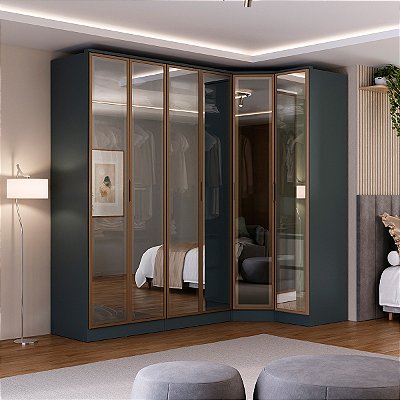 Roupeiro Modulado Ravi em MDF 243,5x232,2cm 6 Portas Reflecta