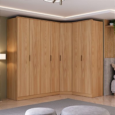 Guarda Roupa Modulado Ravi em 100% MDF 243,5x232,2cm 7 Portas com LED